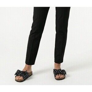 Pep Step Womens Bow Tie Knot Polka Dot Slide Sz 7 Cork-Style Footbed